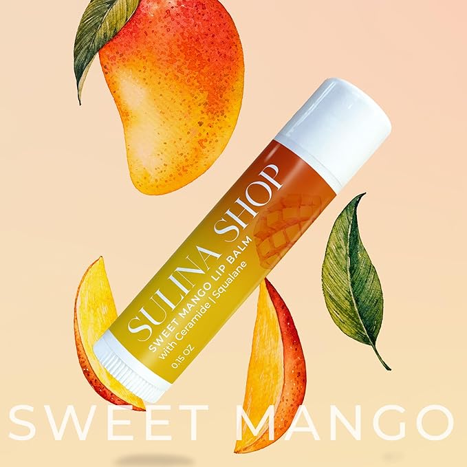 Mango Lip Balm Hydrating & Nourishing, Natural, Long-Lasting Lip Moisturizer with Castor Oil, Barrier Protection, Smooth Lip Care, Chapped Lip Repair, Non-Waxy & Cruelty-Free, Gentle for All Ages-VivaGrace Women