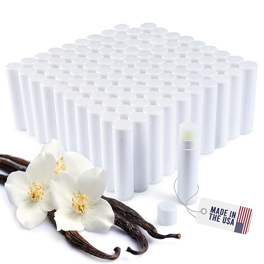 Lip Balm Bulk Unlabeled - Made in USA Bulk Chapstick - Natural Ingredients Vitamin E Shea Butter - Custom Chapstick Bulk For Party & Wedding Favors (100 Count, Vanilla)-VivaGrace Women