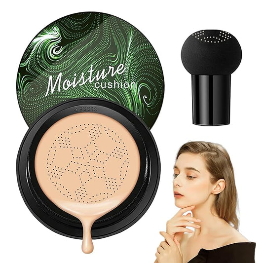 Mushroom Head Air Cushion CC Cream Foundation Makeup,Moisturizing Non-Greasy BB Cream Foundation,Long Lasting Matte Concealer Full Coverage Face Makeup Liquid Foundation for All Skin Types(Natural)-VivaGrace Women