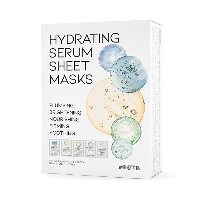 Hydrating Sheet Mask Starter Kit Variety Pack for Skin Care, Dry, Ance, Sensitive Skin, Korean Vegan Facial Sheet Mask for Men & Women, Collagen, Cica, Ceramide, Hyaluron, Retinol 5EA-VivaGrace Women