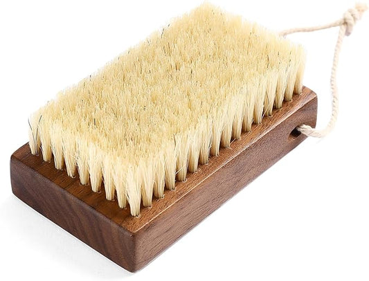 Luxury Natural Walnut Wood Boar Bristle Body Brush | Exfoliating & Detoxifying for All Skin Type | Sweeps Away Dead Skin Cells for Luminous, Smooth Skin | for Wet and Dry Use (Handheld)-VivaGrace Women