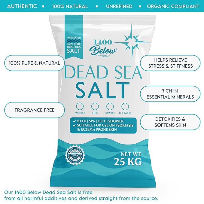 LA Salt Co.'s 100% Pure and Natural Dead Sea Salt Bulk 55 lb bag, Fine Grain-VivaGrace Women