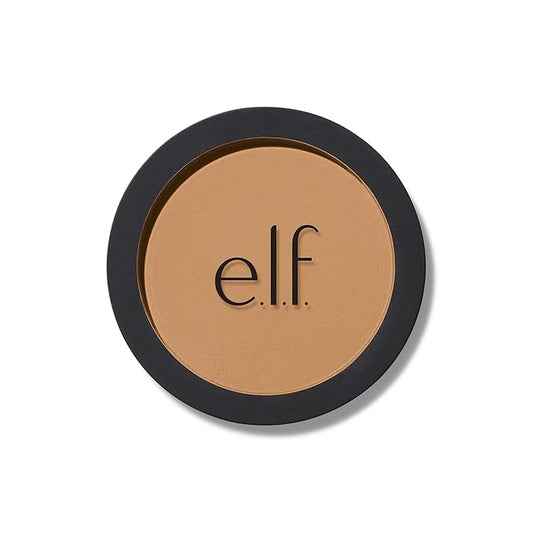 e.l.f. Primer-Infused Bronzer, Long-Lasting, Lightweight & Buildable Powder Bronzer, Delivers A Matte Finish, Vegan & Cruelty-Free, Tan O' Clock-VivaGrace Women