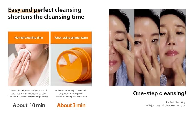 Grinder Cleansing Balm Korean Makeup Remover Hydrating Facial Wash for All Skin Types Sorbet texture 1.76 Ounce (Pack of 1)-VivaGrace Women