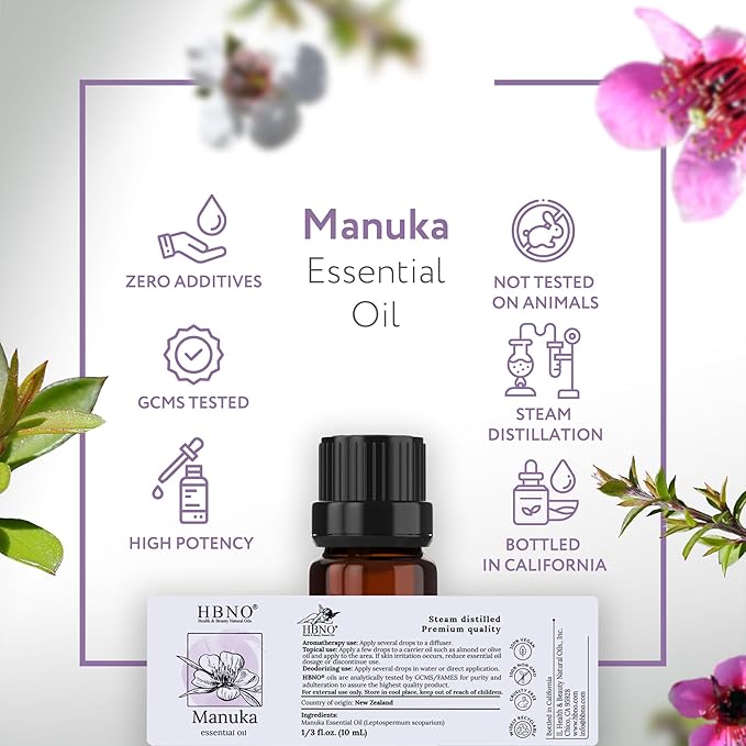 HBNO Manuka Essential Oil - 1/3 oz (10 ml) Travel Size - Natural Manuka Oil - Perfect for Cleaning, Aromatherapy, DIY, Soap and Diffuser-VivaGrace Women