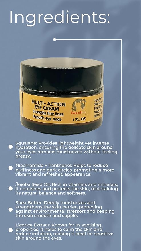 Anti-Aging Eye Cream with Squalane, Nicotinamide, and Panthenol (B5) for Dark Circles, Puffiness, and Fine Lines - 1oz-VivaGrace Women