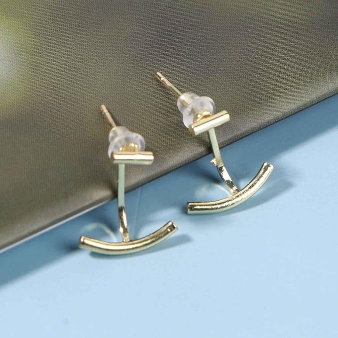 Boho Bar Ear Jacket Earrings Gold Stick Studs Earrings Minimalist Geometric Earrings Bar Ear Crawlers Earrings Jewelry for Women and Girls-VivaGrace Women