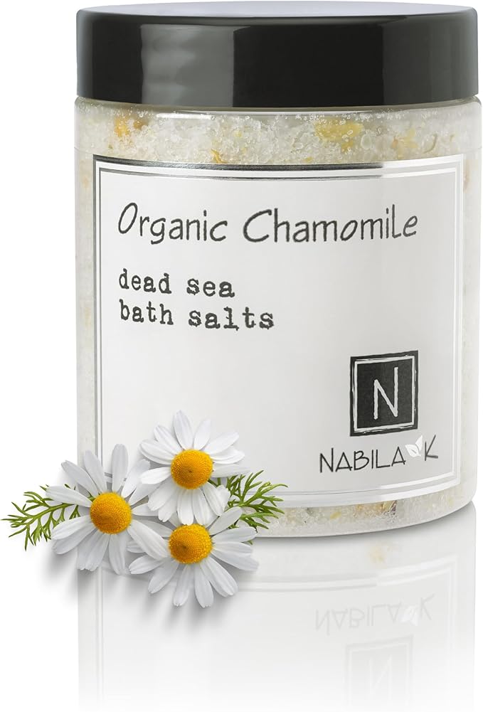 Organic Chamomile Bath Salts by Nabila K - Dead Sea Salt & Epsom Salt Scrub & Soak - Exfoliates & Hydrates Skin, Botanical Essential Oils - Bubble Bath Accessories for All Skins Types, 8 oz-VivaGrace Women