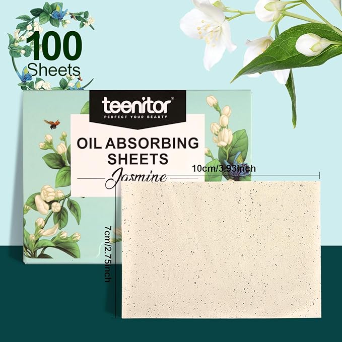 Teenitor Oil Blotting Papers for Face, 100 Sheets Jasmine Oil Blotting Sheets for Oily Skin, Oil Control Film Oil Absorbing Sheets for Face Men Women, Oil Absorbent Pads-VivaGrace Women