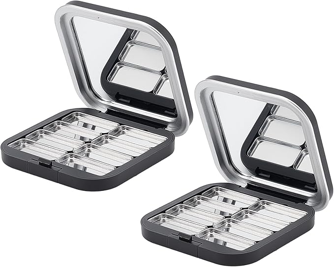 NICENEEDED 2 Pcs Empty Eyeshadow Palettes, 8 Grids Blush Pallet Makeup, DIY Eye Shadow Pigment Holder Case Refillable Cosmetic Sample Makeup Storage Box for Women-VivaGrace Women