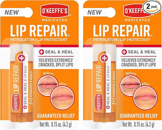 O'Keeffe's Medicated Lip Repair Seal & Heal Lip Protectant, Stick, (Pack of 2)-VivaGrace Women