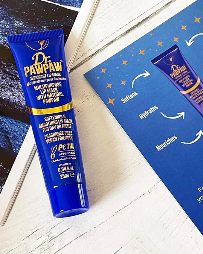 Overnight Lip Mask - Multi-Purpose Balm, Natural Pawpaw & Peptides Smooth Skin, Cracked Lips, Vegan, Ethical Beauty & Fregrance Free (25 ml)-VivaGrace Women