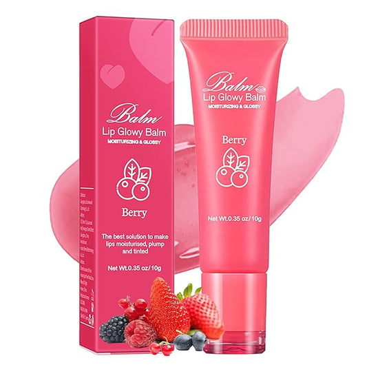 Lip Glowy Balm Hydrating Sleeping Lip Mask, Shine Glossy Finish Lip Oil - Reduce Lip Lines, Enhance Lip Color, Moisturizing & Plump Dry Chapped Lips Care Non-Sticky Lip Balm (#2 Berry)-VivaGrace Women