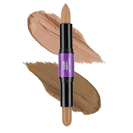 CCbeauty 2-IN-1 Contour Stick Cool Tone, Cream Dual Bronzer Concealer Shade with Cool toned Matte Finish, Contouring Bronzing Makeup for Face Shaping Makeup, Amber & Soft Amber-VivaGrace Women