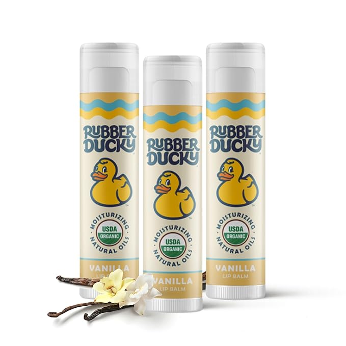 Rubber Ducky Sunscreen - Organic Lip Balm for Women, All Natural Lip Balm Stick with Vitamin E - Moisturizing & Hydrating Lip Balm for Dry Lips - Untinted and Non-Toxic Lip Care - Coconut, 3 Pack-VivaGrace Women