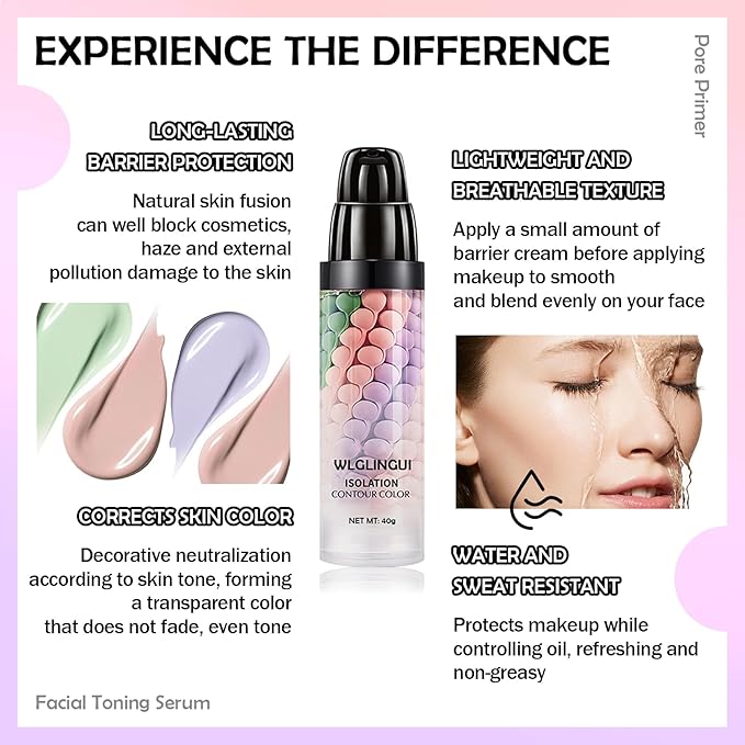 One Step Color Corrector,Tri-Color Color Correcting Facial Serum,Moisturizing Color Changing Foundation,Oil Control Tinted Moisturizer Isolation Cream for Face Makeup Primer Base-VivaGrace Women