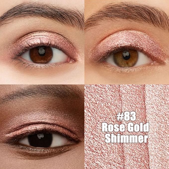 Kaely Cream Eye Shadow Sticks, Rose Gold Shimmer Eyeliner Pencil Eyeshadow Palette Makeup, Eye Highlighter Brightener Stick for Older Women Waterproof Pigmented, sombras para ojos, New-83