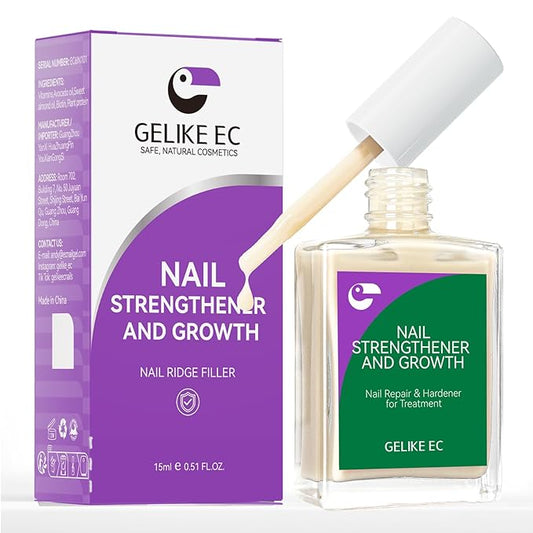 Nail & Toes Polish Strengthener and Growth: Apricot 15ml Gelike EC 6 in 1 Natural Nail Hardener Extra Strong and Growth - Long Lasting Nail Repair for Damaged Nails - For Daily Work Home Salon