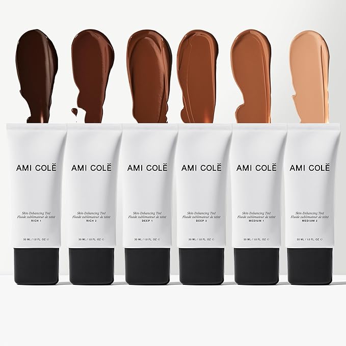 AMI COLÉ Skin-Enhancing Tinted Moisturizer (Rich 1), tinted moisturizer for face, bb cream, skin tint, face makeup-VivaGrace Women