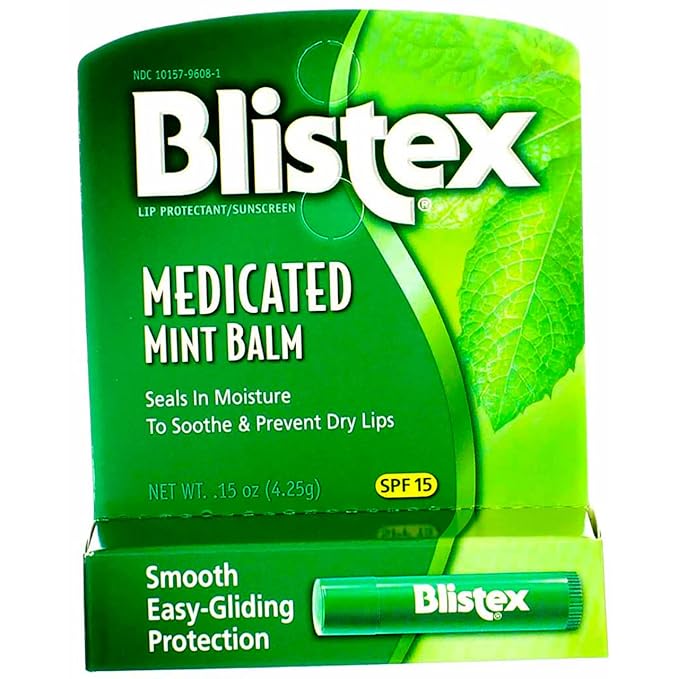 Blistex Medicated Mint Balm SPF 15 0.15 oz (Pack of 12)-VivaGrace Women