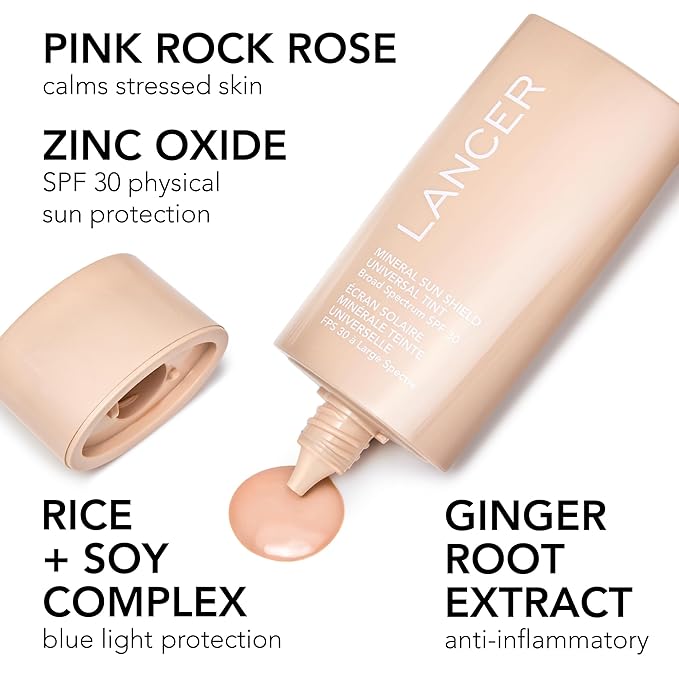 Lancer Skincare Sheer Fluid Sun Shield, Broad-Spectrum SPF 30 Sunscreen, 2 Fl Oz-VivaGrace Women
