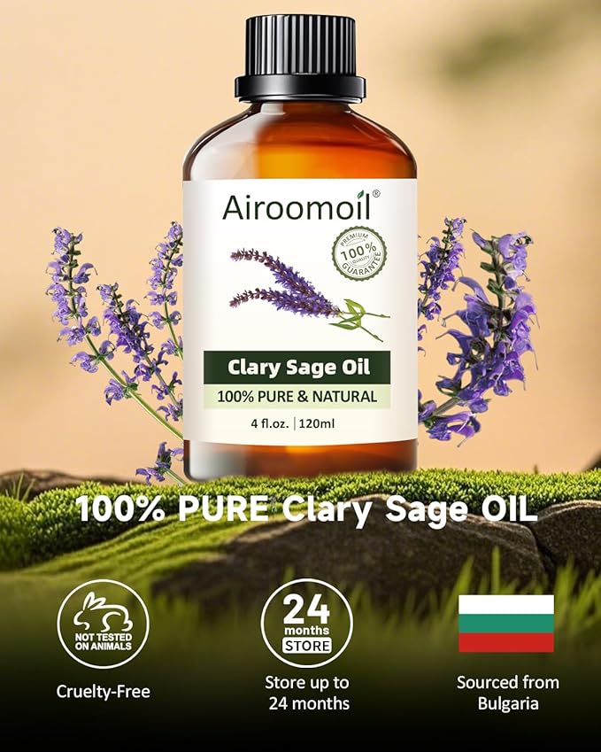 Pure Clary Sage Essential Oil, 100% Pure Natural Clary Sage Essential Oil, Premium Grade Essential Oils for Diffusers for Home, Skin, Care Massage, Soap Making, Aromatherapy, 4 Fl Oz | 120ml-VivaGrace Women