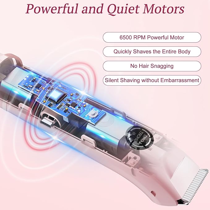 Bikini Trimmer for Women, 4 in 1 Wet/Dry Electric Razors for Women - Dual Head, Painless Rechargeable Portable Womens Razors for Shaving Set for Face, Nose, Eyebrows, Armpits, Bikini Area (Pink)-VivaGrace Women