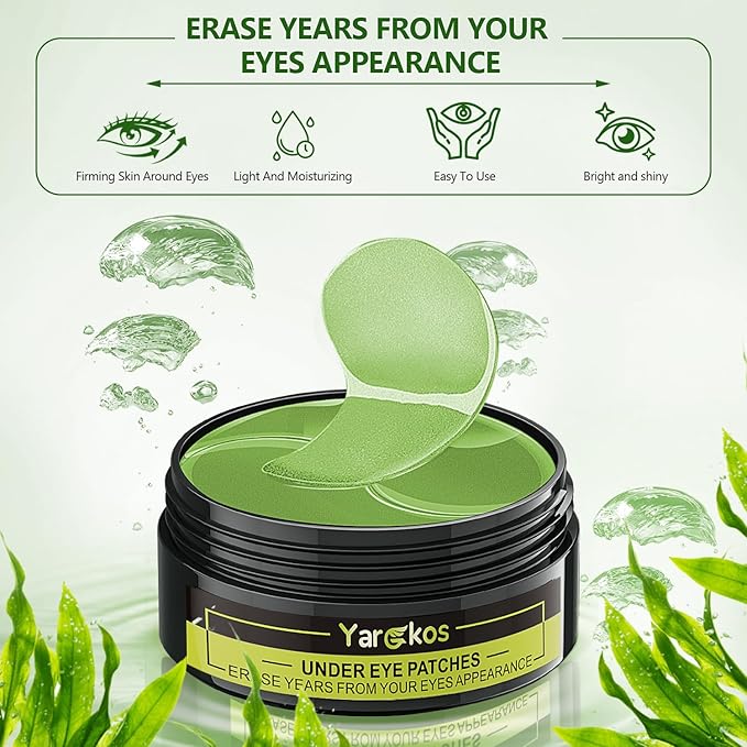 3 Packs 60 Pcs Under Eye Patches, Green+24K Gold+Pink, 30 Pairs Undereye Mask for Puffy Eye Dark Circle Treatment, Collagen Gel Pads Hydrating for Eye Bag Puffiness Wrinkle, Women Men Beauty Skin Care-VivaGrace Women