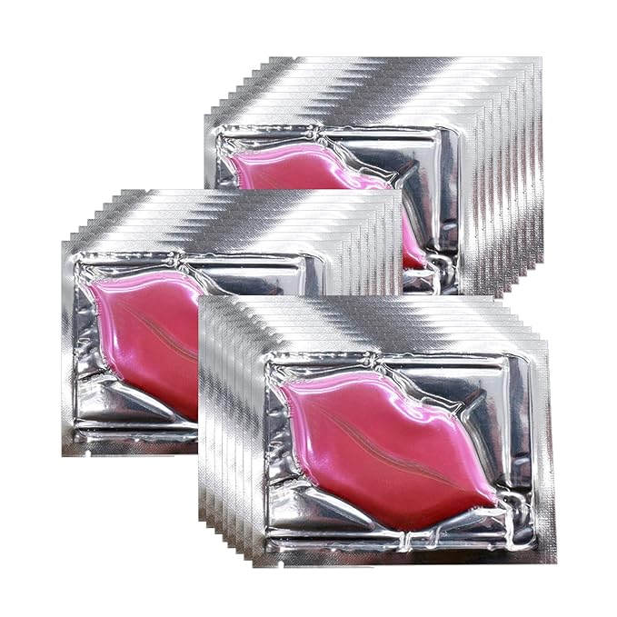 Adofect 30 Pieces Collagen Crystal Lip Masks,Pink Lip Patches& Moisturizers Collagen Lip Pads Great for Hydrating Skin, Anti Chapped & Anti-Aging and Plump Your Lips,Pink-VivaGrace Women