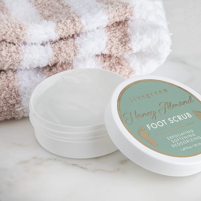 Live Green Bath and Body Set- Foot Spa Set with Fuzzy Socks, Lotion, and Scrub (Honey Almond)-VivaGrace Women