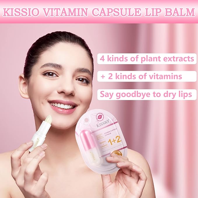 KISSIO Lip Balm,Long Lasting Nourishes and Hydration Lips,Vitamin Lip Balm with Cocoa Seed Butter,Macadamia Seed Oil and Vitamins,Lip care,Cruelty free,0.12 oz-VivaGrace Women