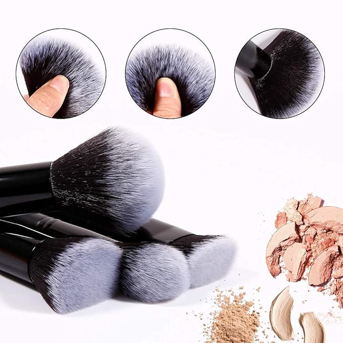 DUcare Makeup Brushes 15Pcs Premium Synthetic Kabuki Makeup Brush Set, Professional Foundation Concealers Powder Blush Blending Face Eye Shadows Black Brush Sets-VivaGrace Women