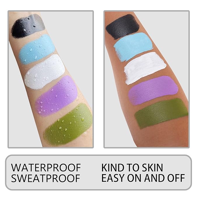 MEICOLY Black Face Body Paint Stick(1.06 Oz),Waterproof Black Face Paint for Cat Halloween SFX Skull Joker Zombie Vampire Skeleton Goth Spider Cosplay Makeup,Black Stick Clown Makeup-VivaGrace Women