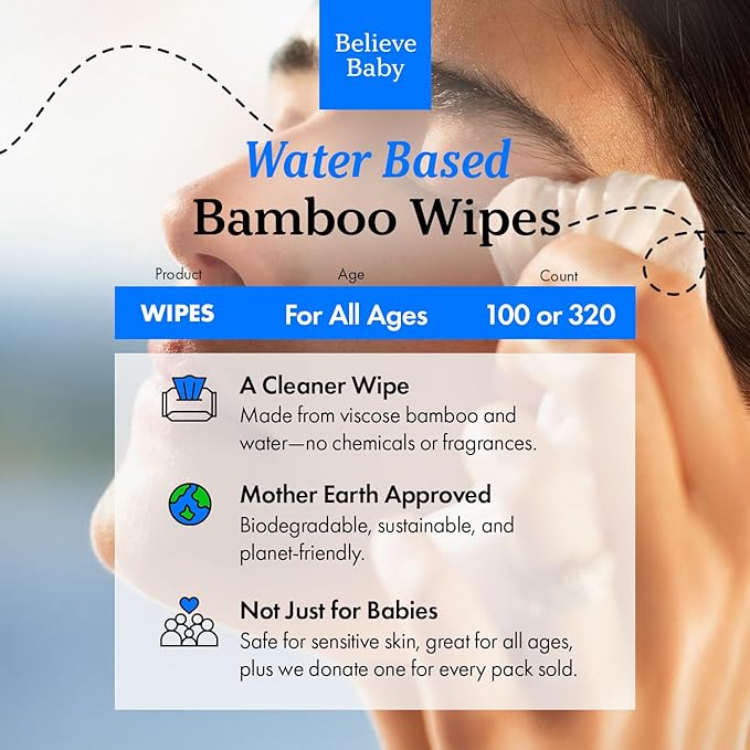Believe Makeup Remover Wipes Travel-Size 10pc-10 packs - Bamboo Viscose Unscented Wipes for Women Cleansing, Disposable Make Up Wipes Remover, Face Cleansing Wipes, Compostable Makeup Wipes for Women
