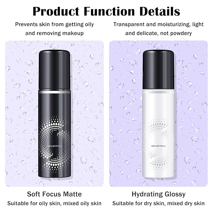 2PCS Makeup Setting Spray for Face,Waterproof Setting Spray for Makeup,Long Lasting Oil Control Finishing Holding Face Mist,Refreshing Hydrating Glossy and Matte Fixing Facial Mist Make Up Set A3-VivaGrace Women