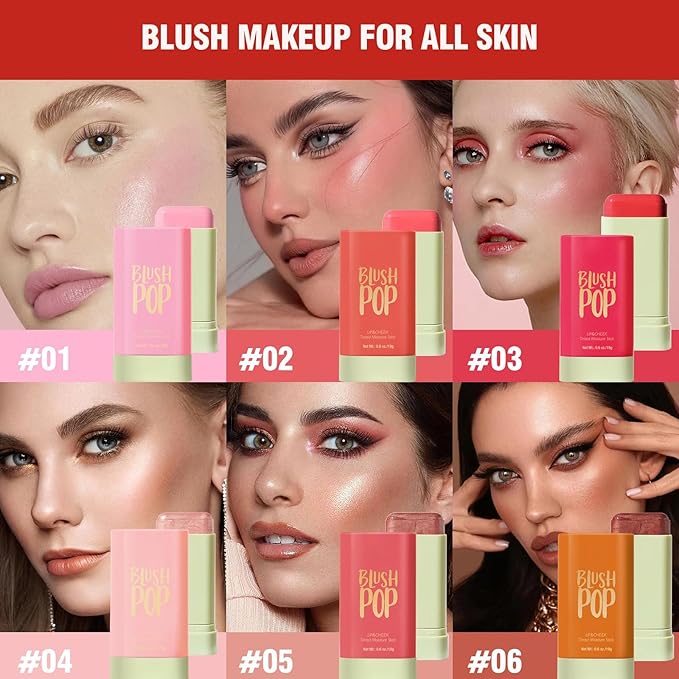Soft Creamy Highlighter Blush Stick, Silky Smooth Shimmer Bronzer Stick,Waterproof Blendable Natural Glow Highlighter Makeup Stick, Lightweight Body Face Illuminator Luminizer,06 Golden Brown-VivaGrace Women