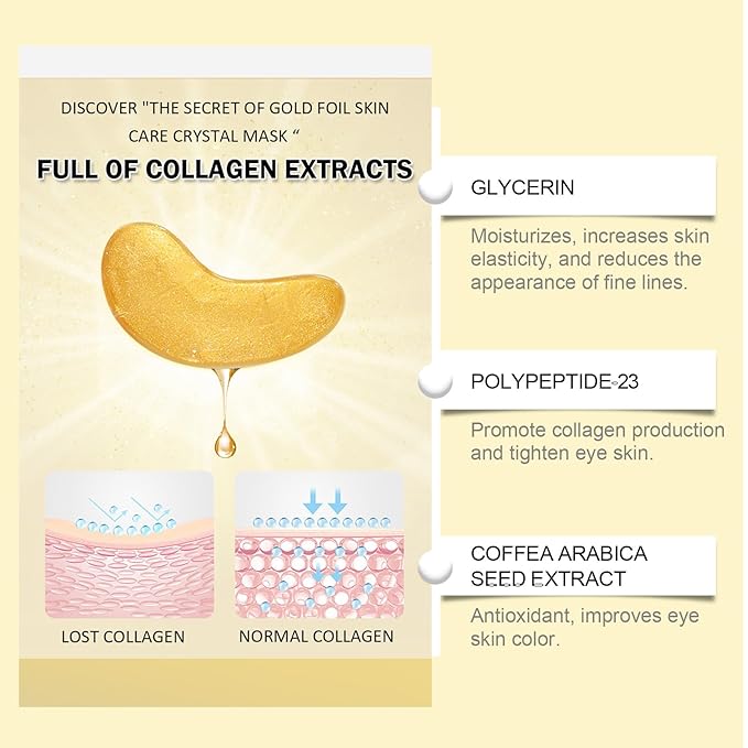 24K Gold Under Eye Patches,Black Box Collagen Anti-Aging Moisturize Under Eye Mask,Reducing Fine and Lines Dark Circleeye Patches,Gel Eye Masks Beauty & Personal Care-VivaGrace Women