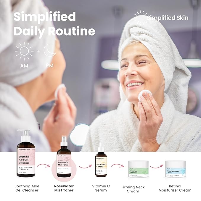 Simplified Skin Rose Water Spray for Face – Natural Organic Facial Toner – Hydrating Face & Hair Mist & Makeup Remover – Alcohol-Free 4 Fl Oz 3-Pack-VivaGrace Women