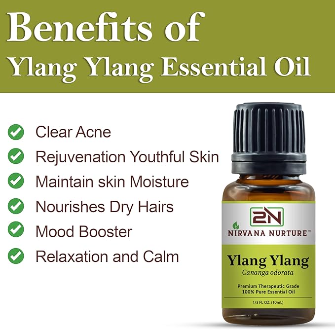 Ylang Ylang Essential Oil 100% Pure Premium Therapeutic Grade, Undiluted - Aromatherapy Diffuser for Calm and Relaxation, Skin Care, Hair Care-VivaGrace Women