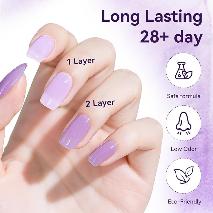 JODSONE Jelly Gel Nail Polish Set of 6 Colors Purple Set for Salon Manicures and DIY Nail Art at Home Need U V Cured Gift for Women-VivaGrace Women
