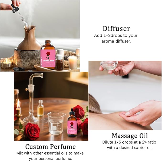 Organic Rose Water Toner Spray for Face, Skin Care, Soaps, Skin Hydration, Bath Facial Mist Toner 118 ml-VivaGrace Women