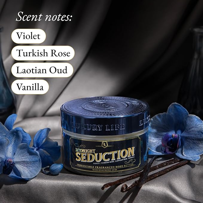 LUXURY LIFE Bed Butter - Scented, Luxurious Body Butter With All-Natural Hyaluronic Acid For Soft, Glowing, Hydrated Skin For Men & Women - Suitable For All Skin Types (Midnight Seduction, 5 oz)-VivaGrace Women