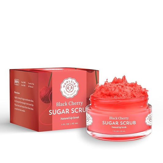 Sugar Lip Scrub | Ultra-Hydrating Exfoliator & Moisturizer for Dry or Chapped Lip | Shea Butter and Raw Sugar Scrubs | Pure & Natural | 1 Fl Oz (Black Cherry)-VivaGrace Women