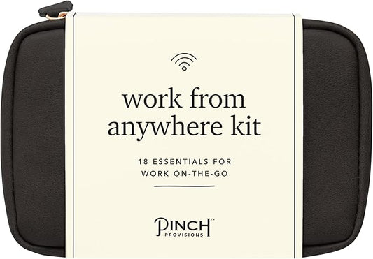 Pinch Provisions Work from Anywhere Kit, Includes 18 Essentials to Help You Stay on Task, Must-Have Essentials, Compact Multi-Functional Vegan Leather Pouch, Black-VivaGrace Women