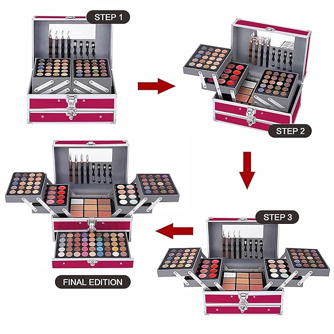 132 Color All- In- One Makeup For Women Full Kit,Professional Makeup Kit,Makeup Gift Set for Women &Girls,Include eyeshadow/lipstick/concealer/Lip Gloss/Eyeliner/Mascara/Makeup Brushes(Pink)-VivaGrace Women