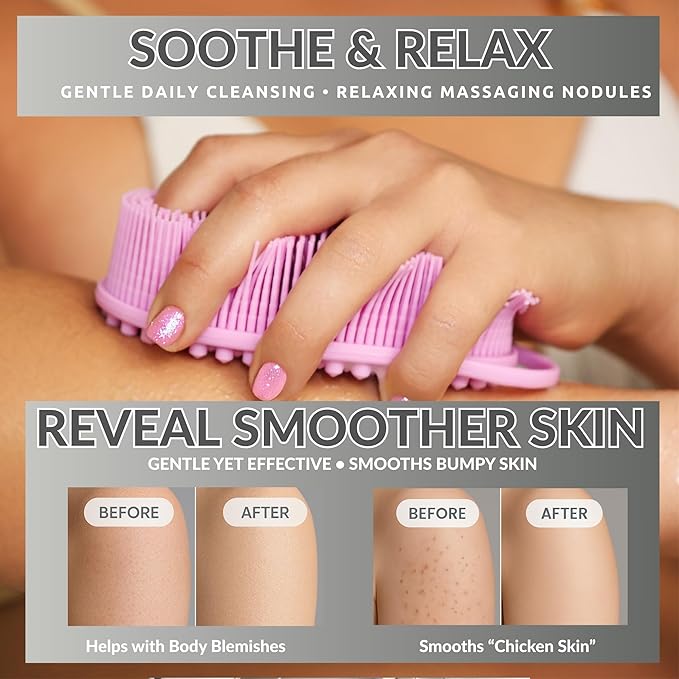 Avilana Silicone Body Scrubber – Gentle Shower Brush & Loofah Alternative- Food Grade & Lab Tested – Fast-Drying, Hygienic, BPA-Free Silicone Body Gentle Exfoliator (Marbled, Massage)-VivaGrace Women