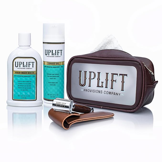 Uplift’s Luxury Shave Set for All: Pamper Yourself with Our Sulfate-Free Hair & Body Wash and Plant-Infused Shave Gel, Complete with a Handmade Wooden Razor for the Perfect Shave-VivaGrace Women
