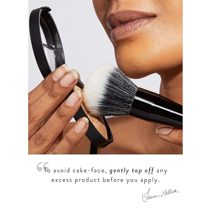 LAURA GELLER Full Face Powder Makeup Brush with Wooden Handle in Midnight Black – Foundation, Setting Powder, Blush, Bronzer, Highlighter and Luminizers – Sheer, Even Application and Blending Makeup-VivaGrace Women