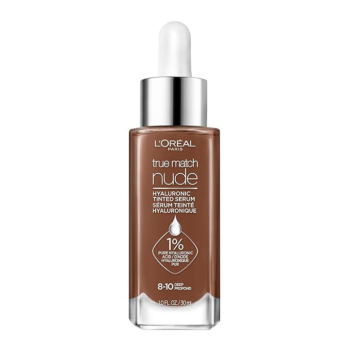 L'Oreal Paris True Match Nude Hyaluronic Tinted Serum Foundation with 1% Hyaluronic acid, Deep 8-10, 1 fl. oz.-VivaGrace Women