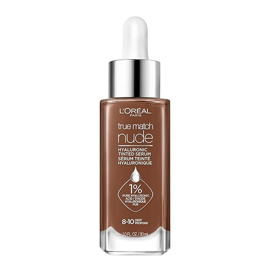 L'Oreal Paris True Match Nude Hyaluronic Tinted Serum Foundation with 1% Hyaluronic acid, Deep 8-10, 1 fl. oz.-VivaGrace Women